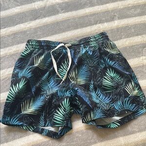 Chubbies Blue and Green Leaf Swim Trunks